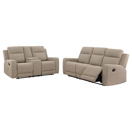 Krio 2pc Manual Reclining Sofa and Loveseat Set- Brown Faux Leather