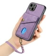 thumbnail image 5 of Nalacover for iPhone 13, Slim Case Wallet with Credit Card Holder, Back Flip Premium Leather Magnetic Clasp Kickstand Wirst Hand Strap Shockproof Cover For iPhone 13, Purple, 5 of 11