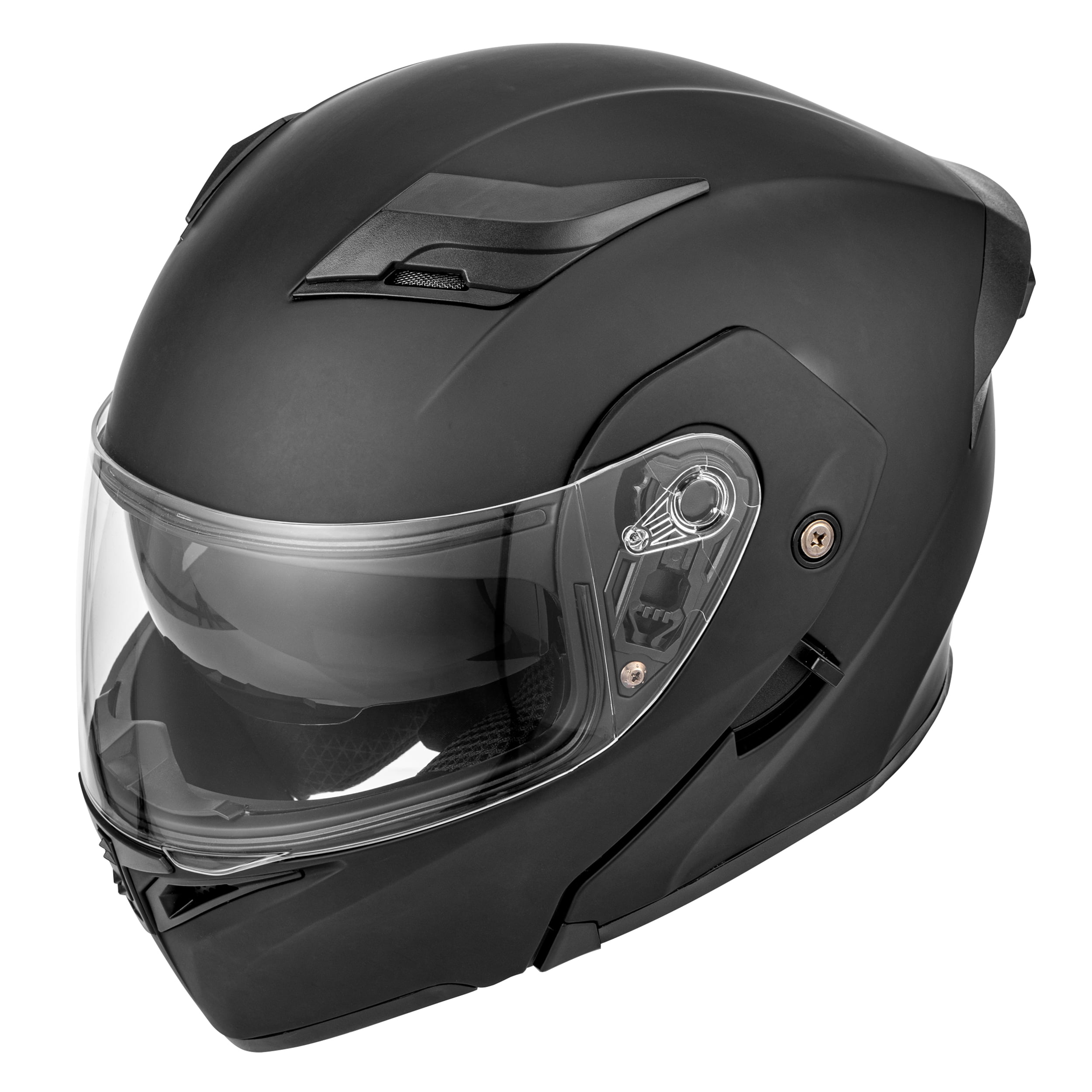 Oumurs DOT New Motorcycle Bike Modular Full Face Helmet, Matt Black, with LED Tail Light, L