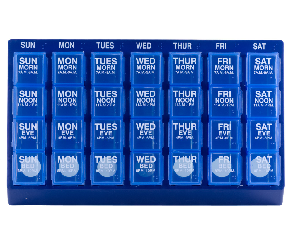 GMS FouraDay Weekly Medication Organizer Large (Blue Pill Boxes in