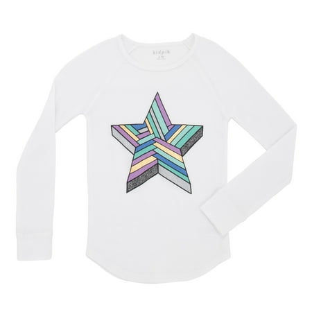 

KIDPIK Girls Long Sleeve Active Foil Star Graphic Thermal Tee Size: 2T - XXL (16)