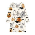 thumbnail image 4 of Pleated Dress Long Sleeve for Girls School Style Long Sleeve Round-Neck Dress 4-14 Years Children and Girls' Halloween Printed Princess Dress Long Sleeved Round Neck Dress Multicolor 170, 4 of 4