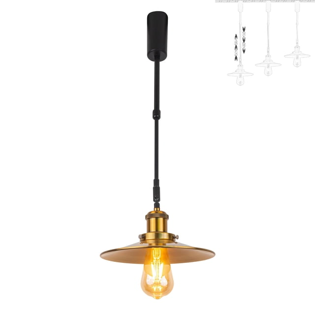 FSLiving Adjustable Height Track Pendnat Light H-Type Retractable Lift Track Spotlight with Telescoping Rod Adjustable Gimbaled Lamp-Post Halo Track DIY Retro Cover Lamp, Bronze - 1 Light
