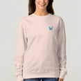 thumbnail image 6 of Women's Blue Butterfly Pattern Crew Neck Pullover Cozy Clothes, 6 of 11
