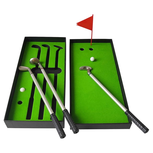 Graflsoa Mini Golf Pen Set with 3 Pens, 2 Balls, and Red Flag – Fun Desktop Stress Relief Accessory in Golf Theme Design