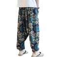 thumbnail image 4 of Men Casual Harem Pants Printed Wide Leg Retro Gypsy Pants Trousers, 4 of 6