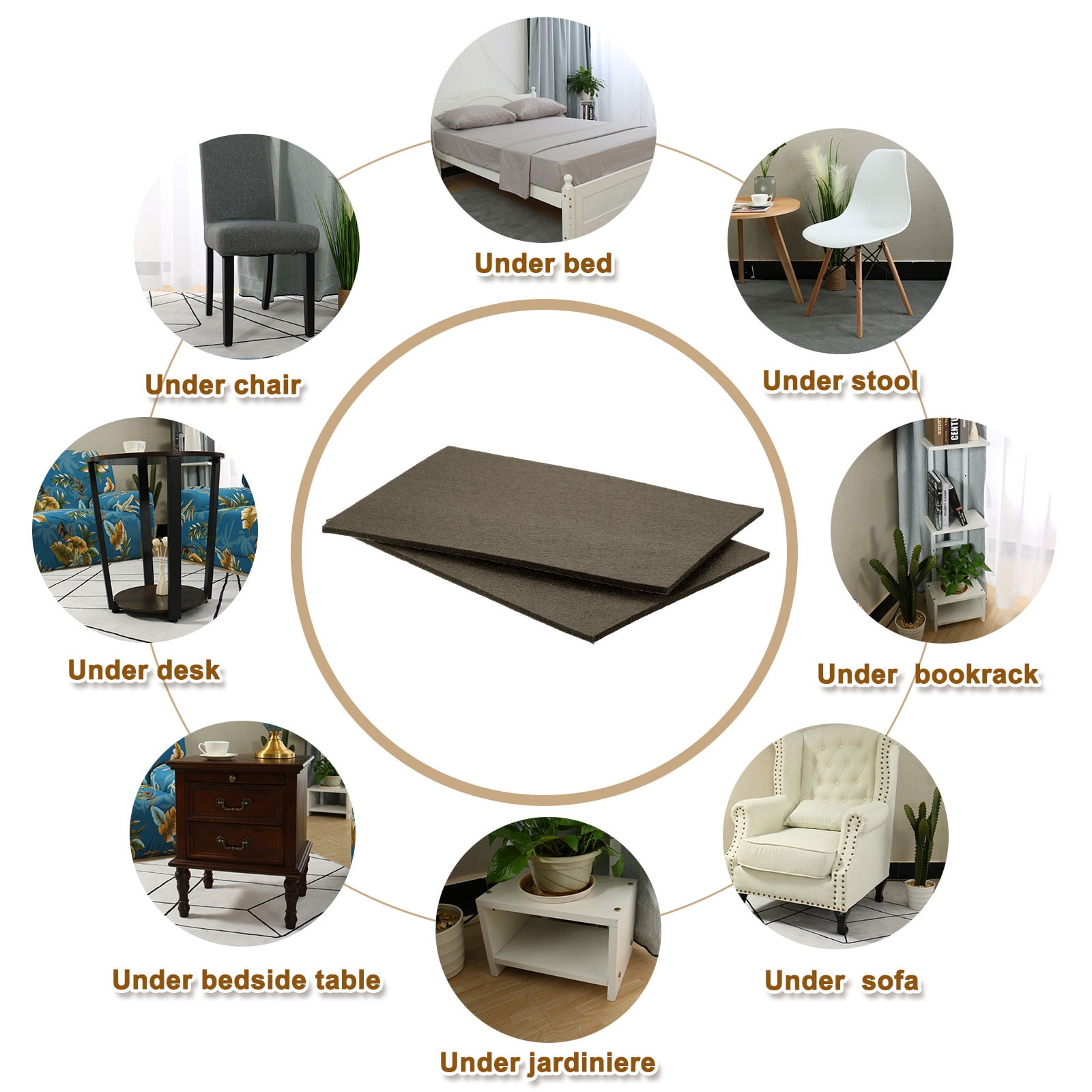 Felt Furniture Pads, 6Pack 11.02" x 7.87" Adhesive Backed Felt Non-slip Anti-scratch Chair Leg Protectors for Protecting Hardwood Floor, Brown