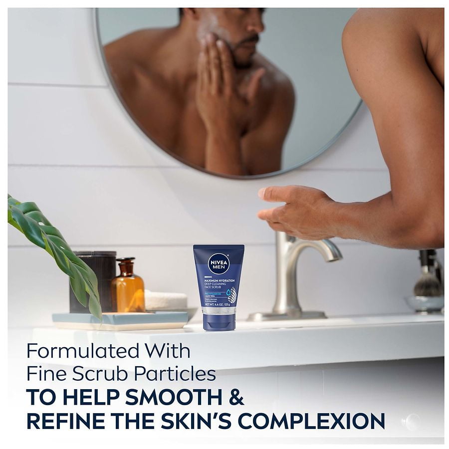 Nivea Men Maximum Hydration Deep Cleaning Face Scrub 4.4 oz Pack of 2