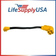 STW 10AWG/3C 18 Inch 15M/50F Heavy Duty Electrical Adapter for RV with Handle, Male: 15AMP NEMA 5-15P to Female: 50AMP NEMA 14-50; 18"