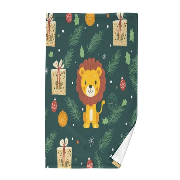 Pure Cotton Face Towel 16x28 Inches Hand Towel Bath Towel Hand Bath Towels Soft Good Water Absorption for Washing Face Wiping Face Christmas Lions and Presents