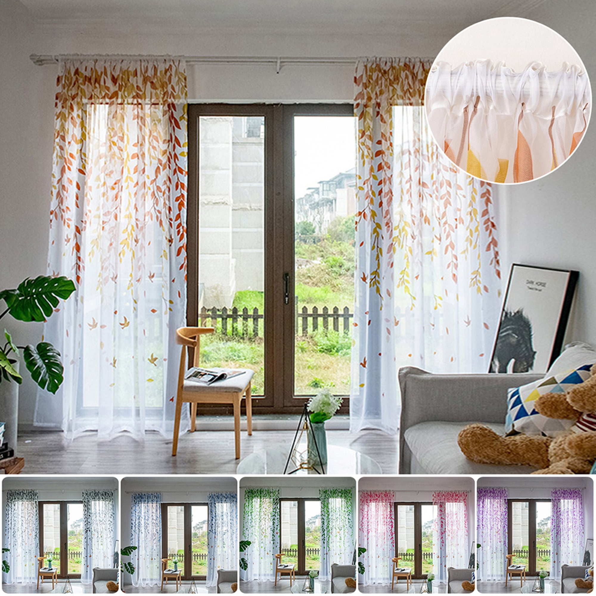 Solid Color Floral Tulle Voile Window Curtain Drape Panel Sheer Scarf Divider BY 