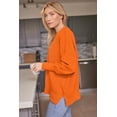 thumbnail image 3 of Women's Crewneck Batwing Long Sleeve Sweaters 2023 Fall Oversized Ribbed Knit Side Slit Pullover Tops, 3 of 13