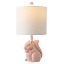 SAFAVIEH Sunny 18 in. Squirrel Pink Ceramic Table Lamp with 100% White Cotton Shade