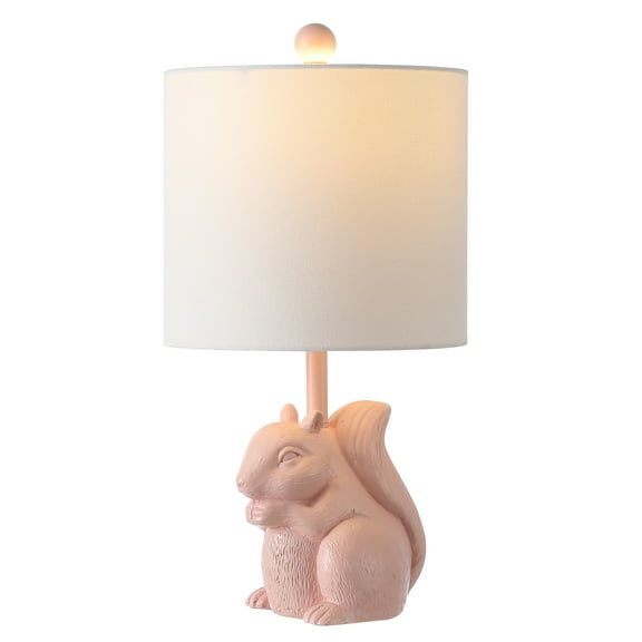 SAFAVIEH Sunny 18 in. Squirrel Pink Ceramic Table Lamp with 100% White Cotton Shade
