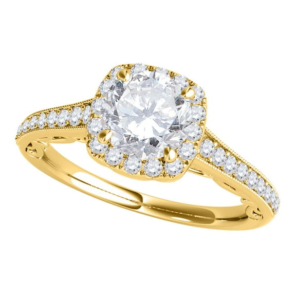 Aonejewelry 1 Ct Halo Round Diamond Engagement Ring In 14k Yellow Gold