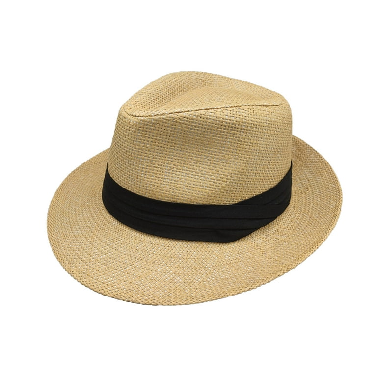 Vestitiy Unisex Fishing Hat UPF 50+ Unisex Men Women Panama Wide Brim Straw  Hats Aldult Jazz Straw Hat Top Hat Sun Hat