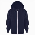 thumbnail image 2 of TOWED22 Girls Hoodie Sweatshirt Full Zip Up Casual Solid Long Sleeve Jacket Kids Lightweight Outwear with Pockets,Navy,5-6 Y, 2 of 4