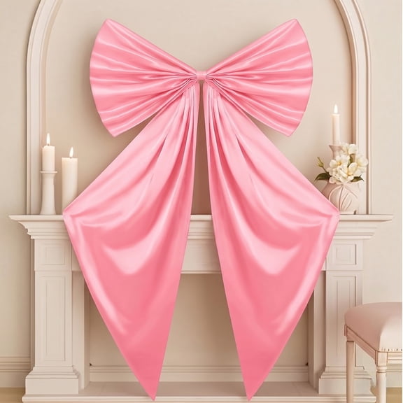 Pink Bow Decor Large Satin Ribbon Hanging Wall Decoration for Coquette Birthday Party Ballerina Girl Room