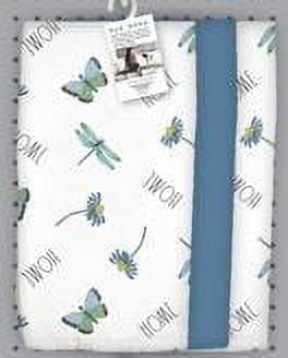 (2 pack) Rae Dunn Butterfly Kitchen Towels, 3 Pack, 16 x 26, Navy Blue & White