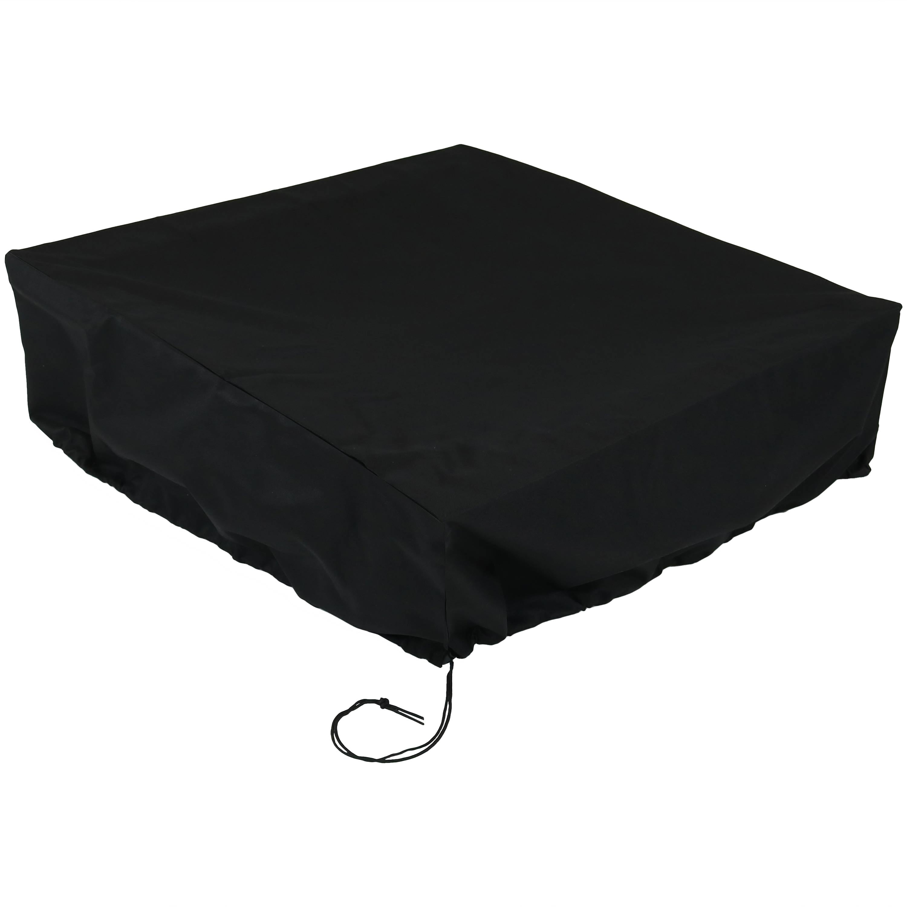 Sunnydaze Fire Pit Cover Square Durable Weather-resistant Waterproof- Black- 48