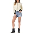 thumbnail image 2 of Chaqueta de mujer INSPIRE CHIC con cuello alto, manga larga, cierre de cremallera y bolsillos de solapa, talla M, color albaricoque, 2 of 6