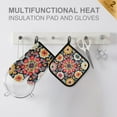thumbnail image 4 of Yayeee Oven Mitts and Pot Holder Set of 4 Heat Resistant Kitchen Gloves Baking Hot Pad, Colorful Floral Pattern, 4 of 5