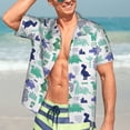 thumbnail image 4 of Uemuo Dinosaur Printed Regular Fit Short Sleeve Casual Hawaiian Shirt for Men,Aloha shirt,Tropical shirt,Floral print shirt,Vacation Beach shirt-Large, 4 of 9