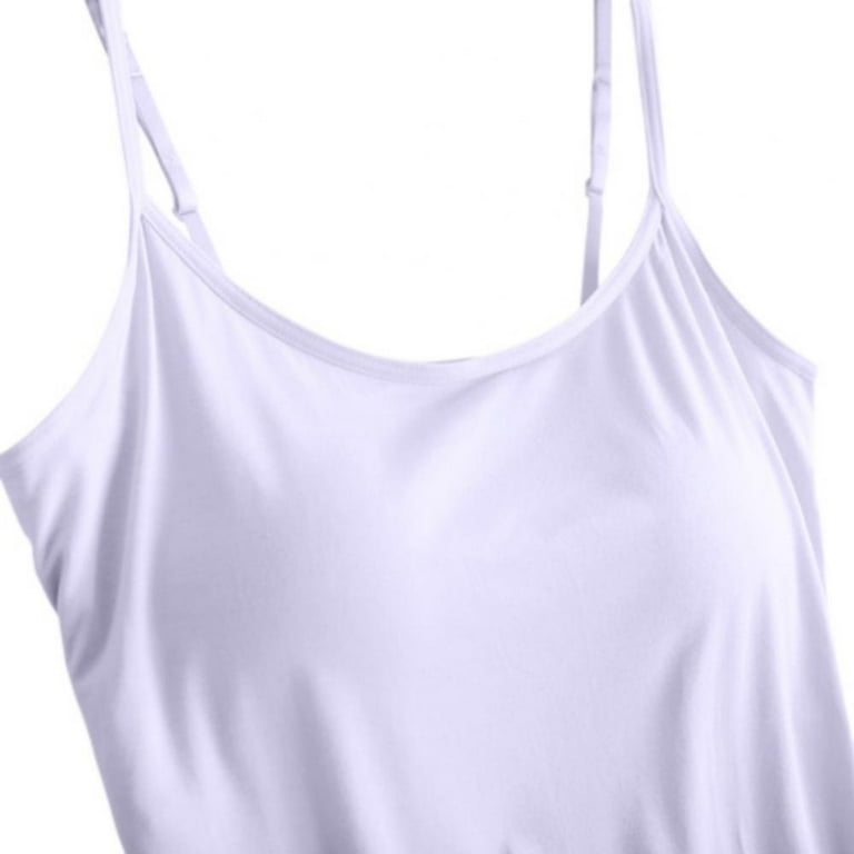 3-Pack Camisole for Women Cami Tanks Adjustable Spaghetti Strap Tank Tops  with Paded Built in Shelf Bra Yoga Sports T-shirt Plus Size  Black/White/Gray 