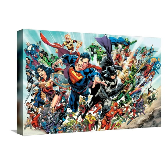 DC Comics Justice League Rebirth - Group Canvas Wall Poster, 14.725" x 22.375"