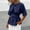 Navy, variant on Women's Round Neck Peplum Blouse, Short Sleeve Elastic Waist-Cinched Casual Top Blue M