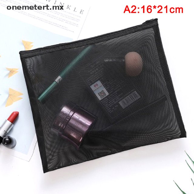 OO 1PCS New Zipper Make Up Bags Fashion Black Dot Transparent Mesh Cosmetic Bag OO