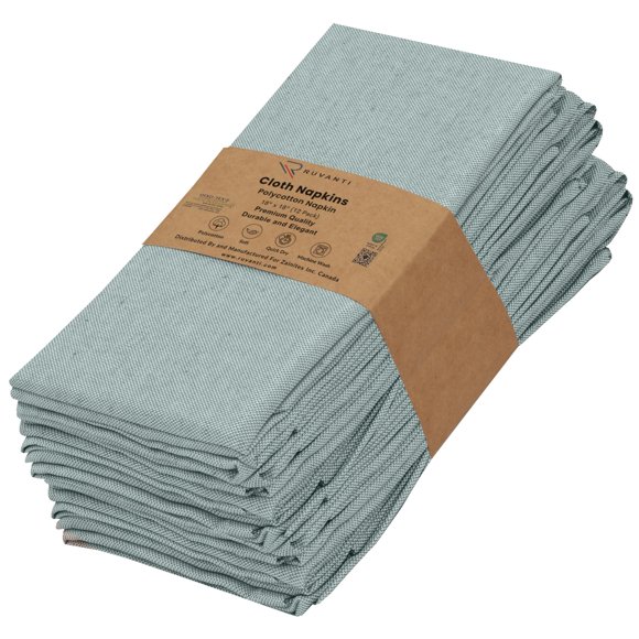 Juego de 12 servilletas de tela RUVANTI, polialgodón verde militar de 18 x 18 cm