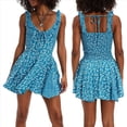 thumbnail image 3 of Vestido Informal de Verano con Estampado Floral, Cuello Cuadrado y Tirantes Finos para Mujer. Azul M, 3 of 6