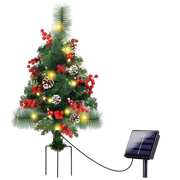 BESTSKY Solar Christmas Trees Decorations, Solar Powered Xmas Tree Lights Outdoor Waterproof with LEDs outdoor christmas trees for yard for Yard, Lawn, Pathway, Garden, Front Porch
