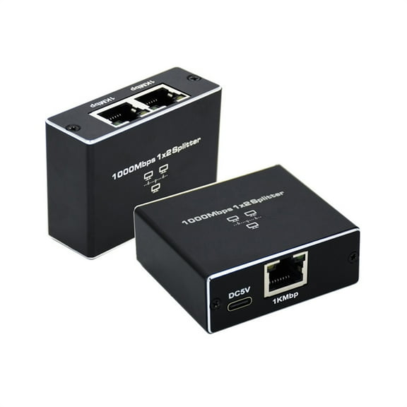 RJ45 Splitter 1In 2Out 1000mbps 2 Port 1GB Connector Adapter 1 to 2 Ways Lan Ethernet 1x2 Gigabit Coupler Connect Network Switch