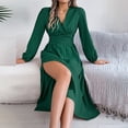 thumbnail image 4 of Mceream Robes Longues pour Femmes Invitées de Mariage Col Ras du Cou Robes Plissées Décontractées Semi-Formelles Ligne A Fluides Mi-Longues Grande Taille Vêtements Élégants Vert P, 4 of 8