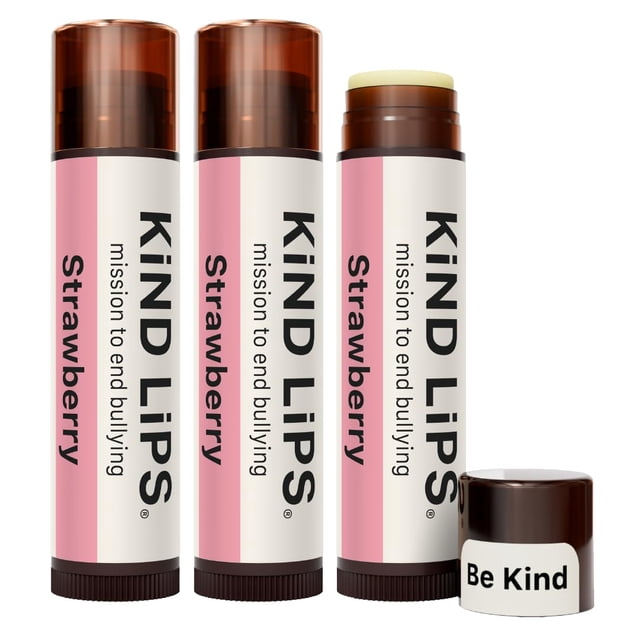Bálsamo labial Kind Lips Organic Strawberry, paquete de 3 unidades