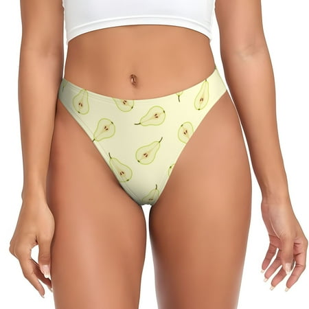 Rateoe Green Pears Pattern Seamless Women Underwear Thongs No Show Ladies Thong No Line Breathable Comfortable Panties Undies for Women-X-Small
