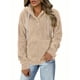 thumbnail image 2 of Tops de trabajo para mujer,Sudadera informal con capucha para mujer, blusa con cuello abotonado, top holgado de poliéster, abrigo cálido de manga larga para el hogar, sopatenor, 2 of 8