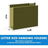 60 Pack Letter Size Hanging File Folders with 3 Inch Expansion, Green