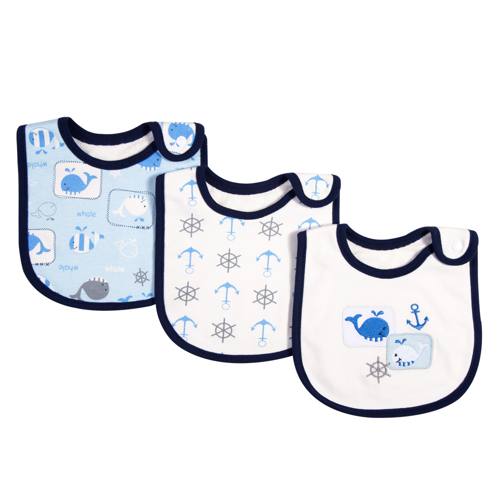 Bebamour Unisex Cotton Baby Drool Bibs 3 Pieces A Pack Teething Pad for Infant Soft and Absorbent Carrier Accessories Babys Gift Settings（white