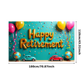 thumbnail image 3 of Teal Backdrop Banner with Orange Balloons and Golden Scrolls Happy Retirement Decoration Party Supplies Photography Props Retirement Event Decor Background, 3 of 8