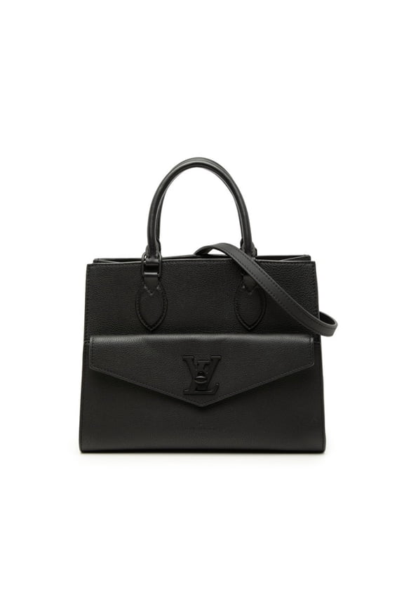 Pre-Owned Louis Vuitton Lockme Tote PM Handbag Shoulder Bag 2WAY M55845 Noir Black Grained Calf...