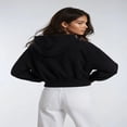 thumbnail image 2 of Forever 21 Cropped Lace-Lined Hood & Embroidered-Bow Hoodie, Color- Black/Multi, Size- L, 2 of 7