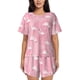 thumbnail image 1 of Fotbe Pink Flamingos and Flowers Conjunto de Pijama Estampado para Mujer, 2 Piezas, Ropa de Dormir con Camiseta de Manga Corta y Shorts Suaves-Medium, 1 of 6