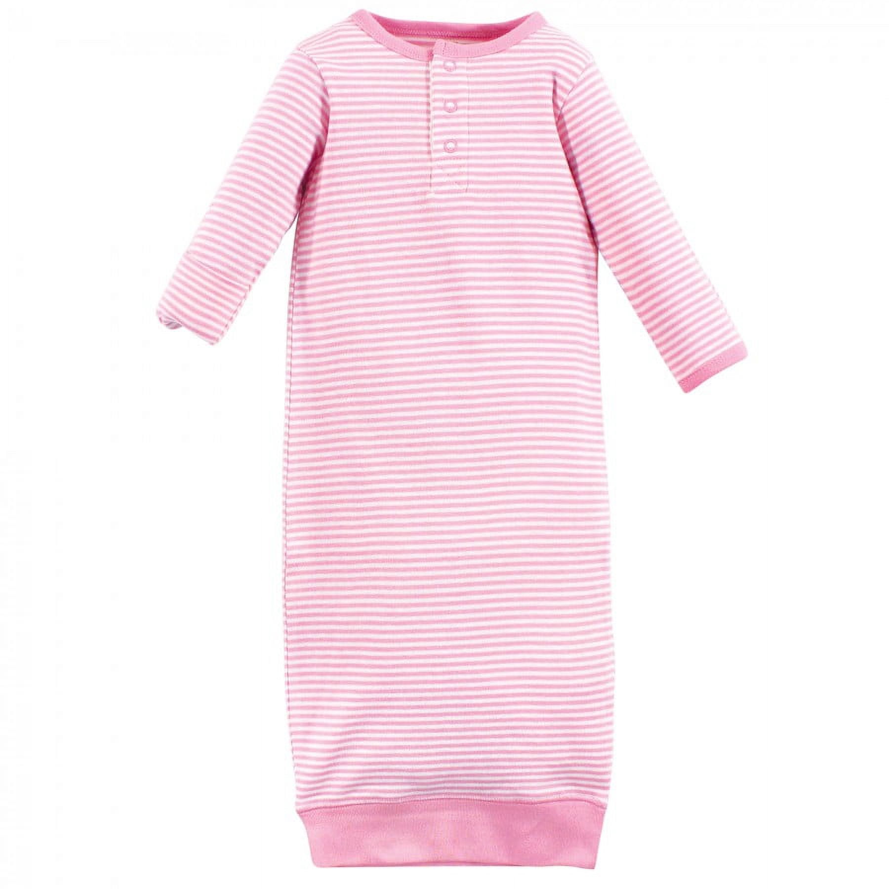 Touched by Nature Baby Girl Organic Cotton Henley Long-Sleeve Gowns 3pk, Garden Floral, Preemie