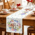 thumbnail image 5 of Easter Cute Rabbits Table Runner 36 Inches, Colorful Eggs Country Flowers Blue Pot Bed Runner Dresser Scarves Tabletop for Indoor Outdoor Parties/Ceremony/Banquet, 13"x 36", 5 of 8