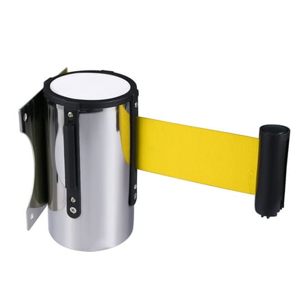 

FRCOLOR 1Pc 2M Stainless Steel Wall Mounted Telescopic Isolation Tape Fixed Against The Wall With Warning Tape Hanging Wall Railing Head Alarm Line(Yellow)