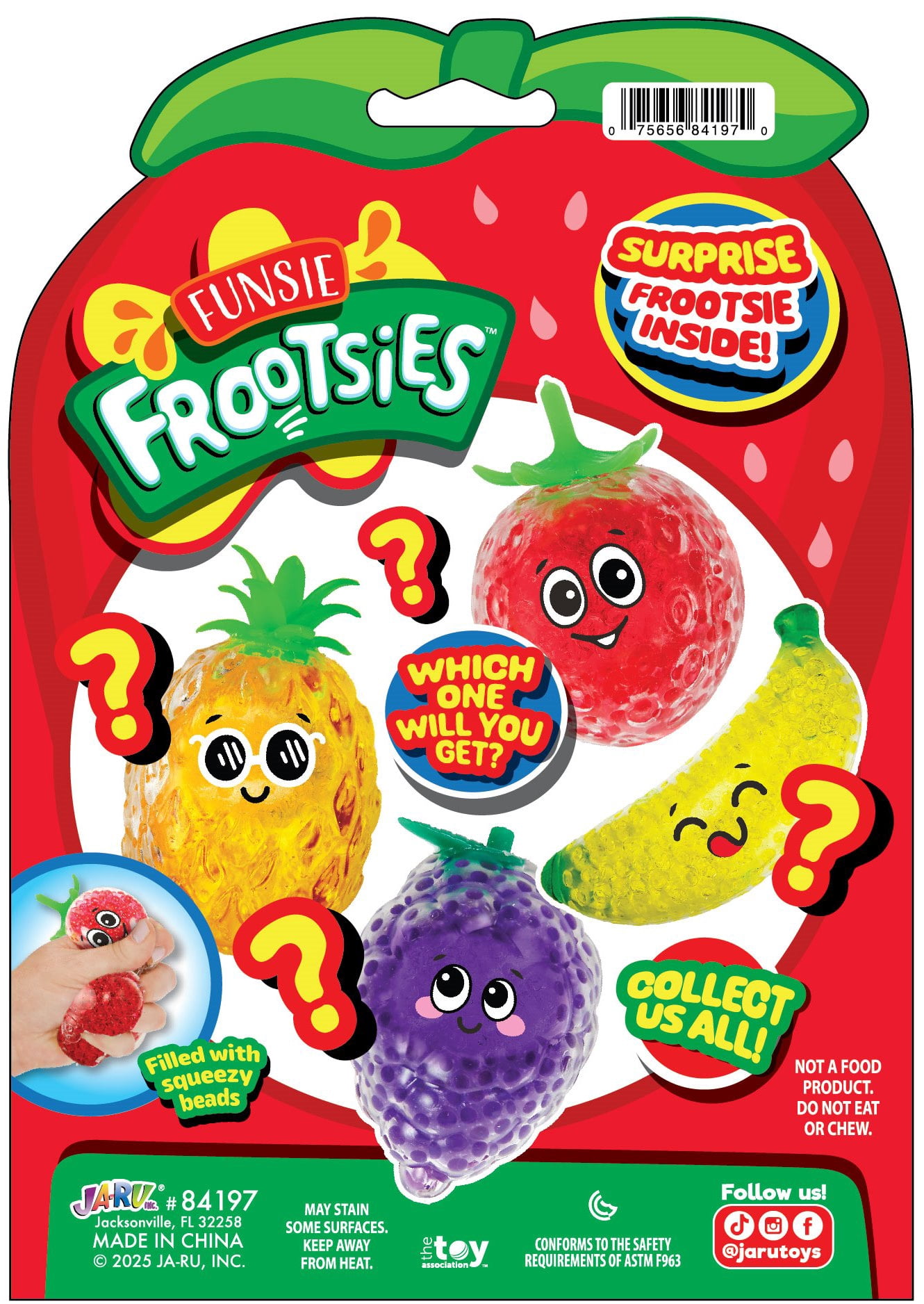 Ja-Ru Squish Attachment Globby Frootsies Novelty Squeeze Fruit Toy for Ages 3+