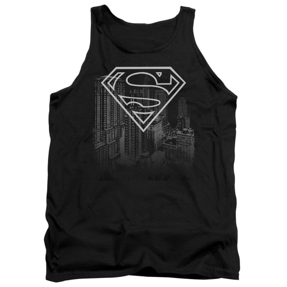 Superman Skyline Adult Tank Top Black